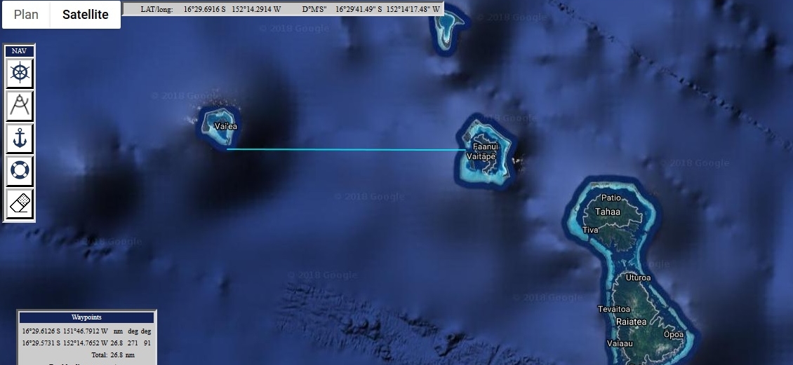 Trajet Bora Bora - Maupiti