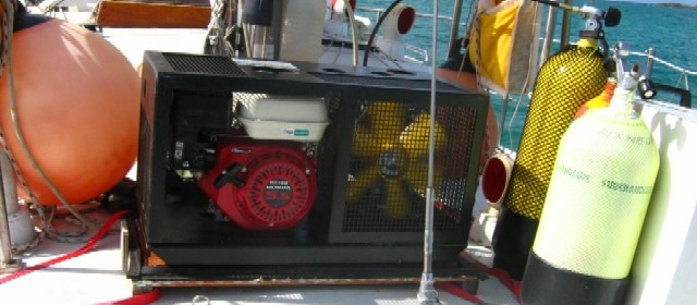 compresseur de plongée à bord d'un voilier