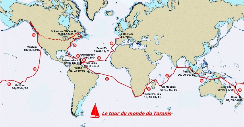 carte tour du monde de Taranis